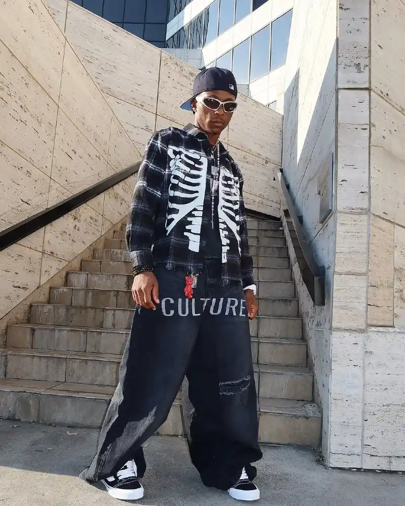 Skeleton Flannel and Ultra-Wide Pants