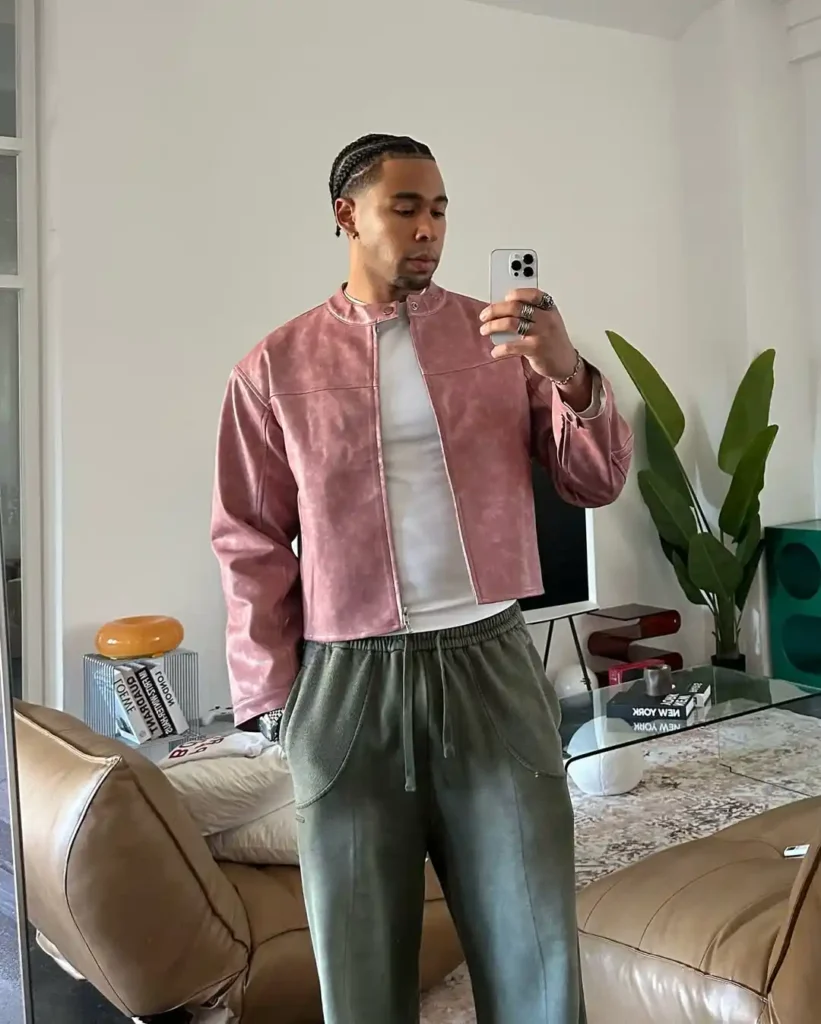  Suede Mandarin Collar Jacket