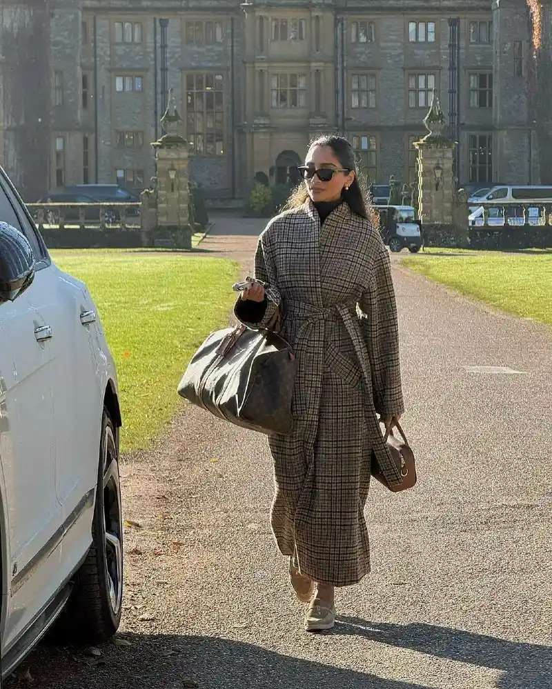 Chic Plaid Trench Coat