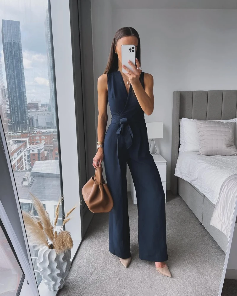 Effortless Elegance in a Navy Jumpsuit