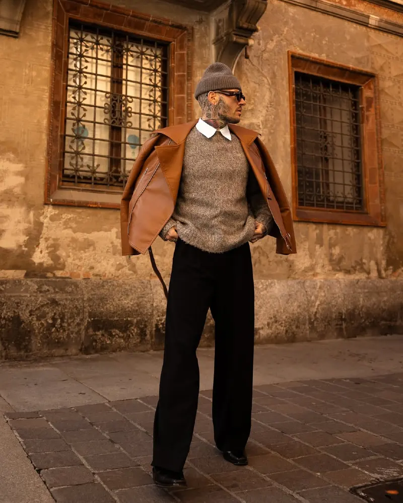 Leather-Wool Layering