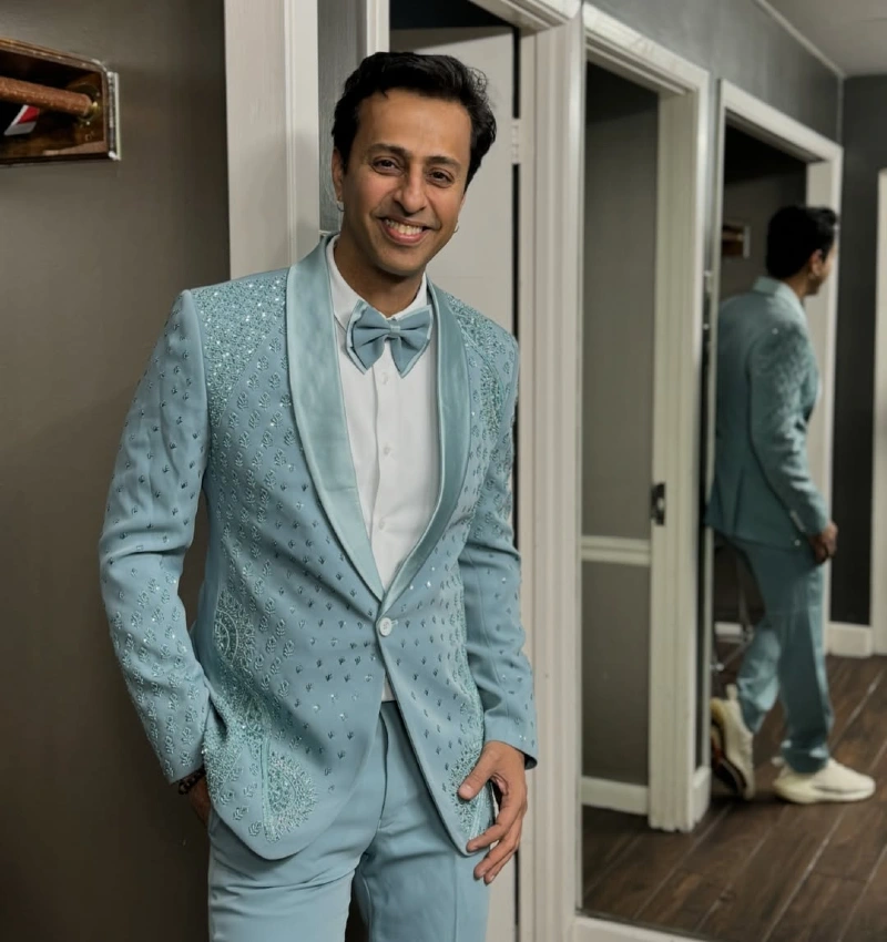 Powder Blue Embellished Tuxedo