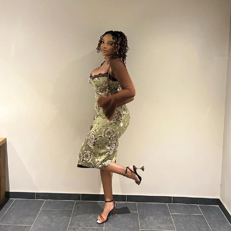 Sage Brocade Cocktail Dress
